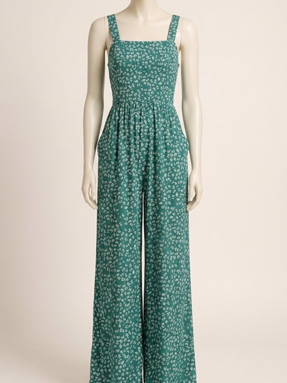 Dokotoo Dark Green Casual Loose Jumpsuit M Sleeveless Pocket Viscose Vacation